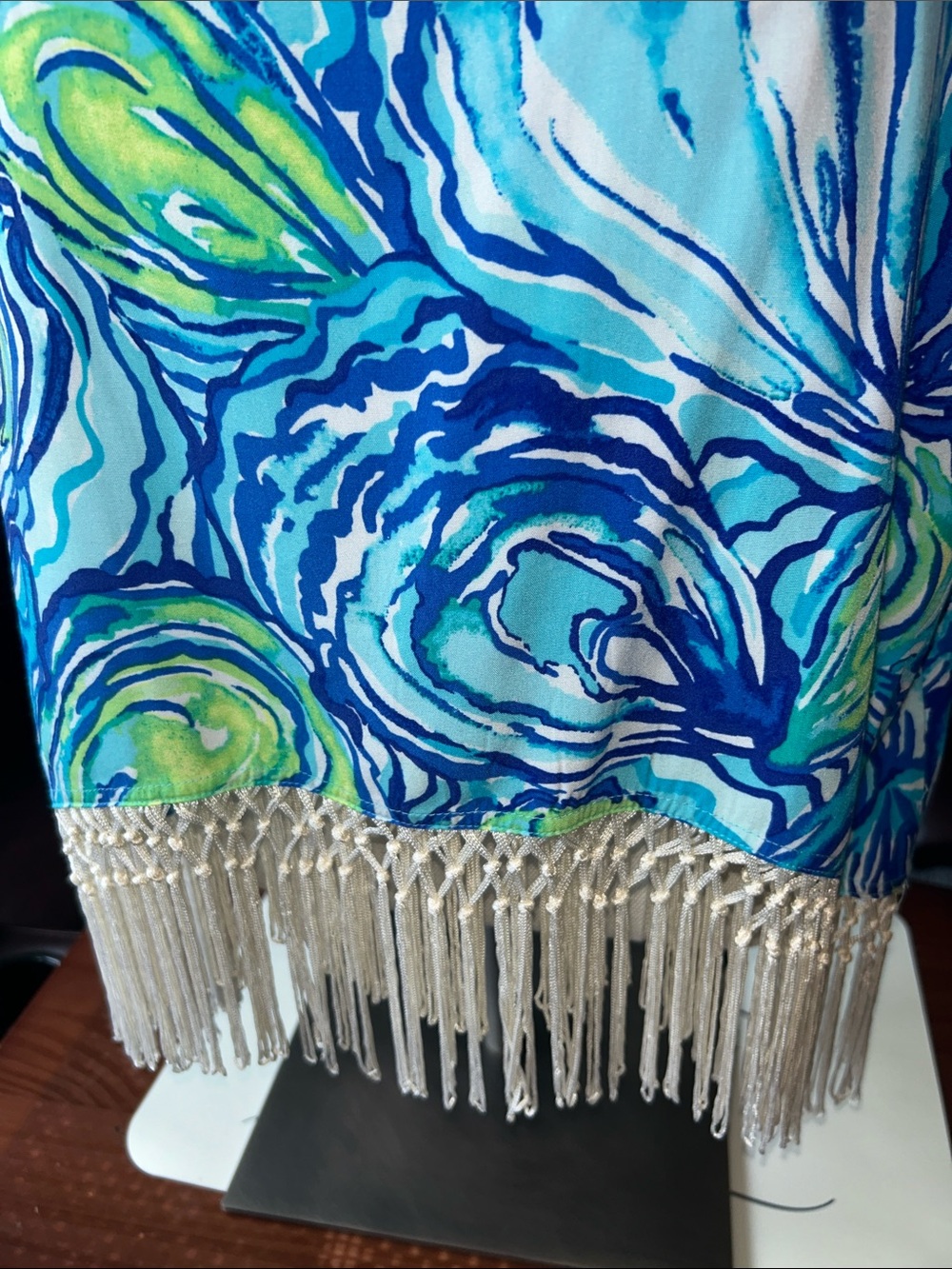 Lilly Pulitzer Blue, Aqua & Lime Swirl Fringe Tank. Size Small NWOT - Picture 5 of 6